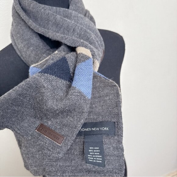 Jones New York Womens One Size Wool Blend Jacquard Knitted Scarf - Picture 11 of 11